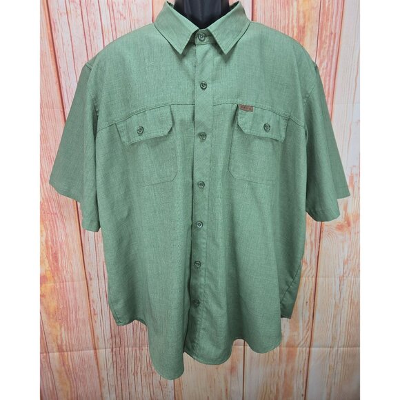 Orvis Mens Green Short Sleeve Button-Up Shirt XXL Polyester - Picture 1 of 8
